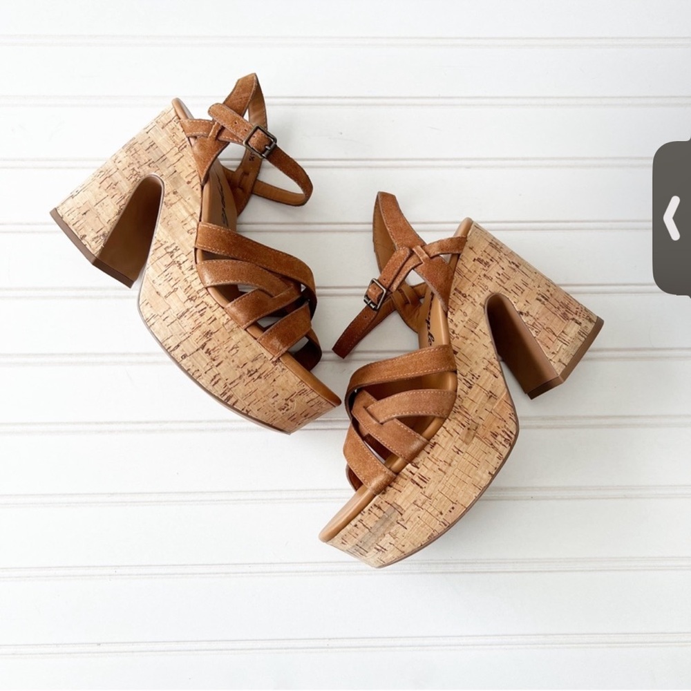 Free People Cork Platform Sandals in Brown
